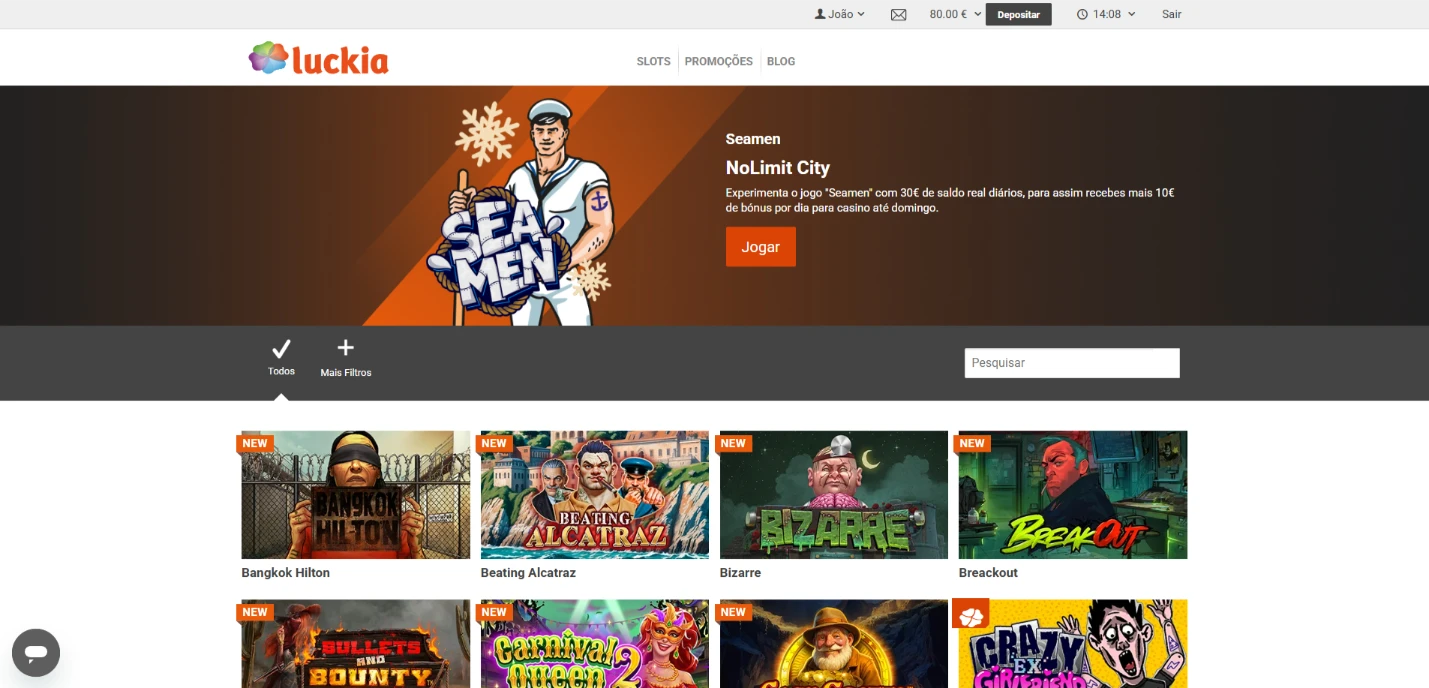 Homepage do Casino Luckia