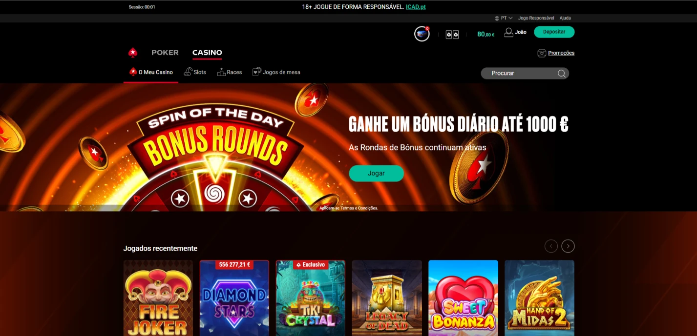 Pagina inicial da Pokerstars